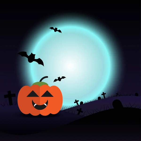 Cartoon Halloween Säsongen Med Silhouette Bakgrund Vektor Design — Stock vektor