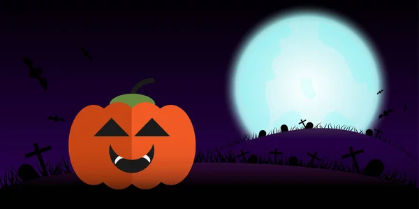 Cartoon Halloween Seizoen Met Silhouet Achtergrond Vector Design — Stockvector