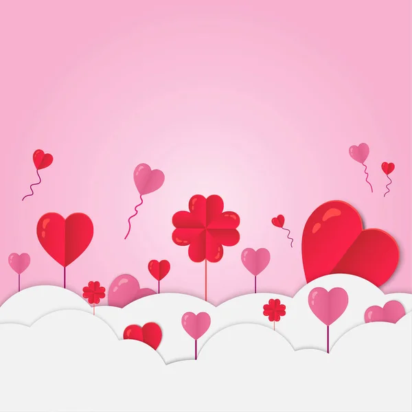 Amor Día San Valentín Fondo Corazón Rojo Con Diseño Vectorial — Archivo Imágenes Vectoriales