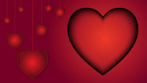 День Святого Валентина Фон Красное Сердце Векторным Дизайном — стоковый вектор