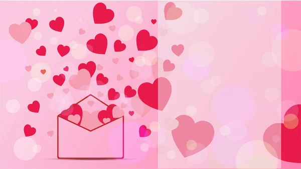 Liebe Valentinstag Hintergrund Und Rotes Herz Mit Vektor Design — Stockvektor