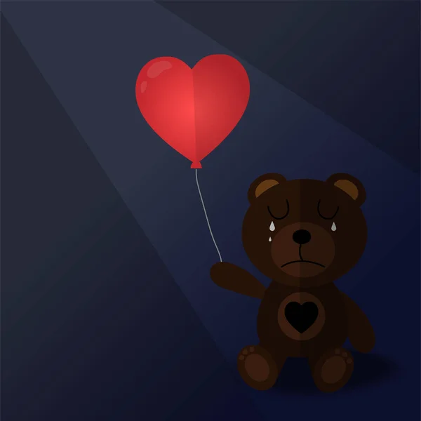doll bear emotion sad and red balloon with vector design