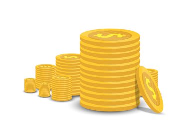 Altın sikke ve İşletme Finansı vektör tasarımı ile beyaz arka plan izole