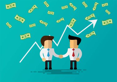 çizgi film işadamı sallamak eller vektör tasarımı ile başarı için