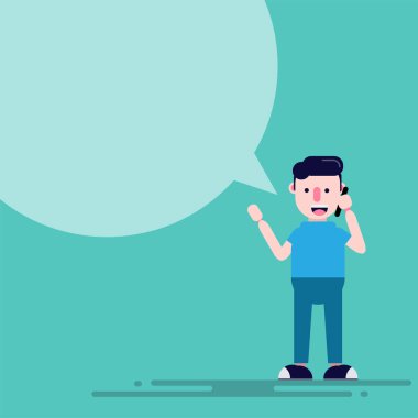 telefonda konuşurken düz tasarım genç adam