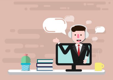 düz tasarım çağrı merkezi adam ve dış çalışma ofisi