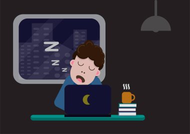 düz tasarım serbest adam otur uyku ve dış çalışma ofisi