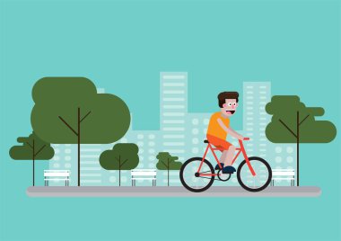 Düz tasarım egzersiz insanlarla park açık