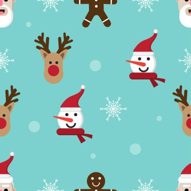 Noel tatil desen sorunsuz arka plan vektör tasarımı ile çizgi film