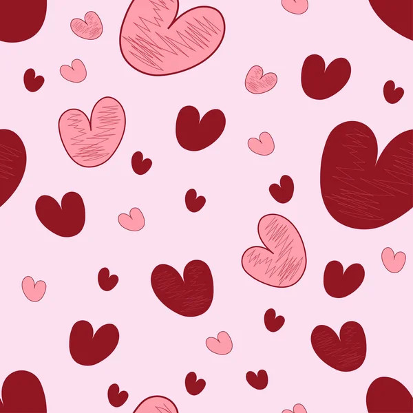 Шаблон Сердца Бесшовный Фон Праздничный Валентинов День Векторным Дизайном — стоковый вектор