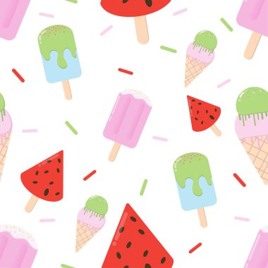 çizgi film seamless modeli gıda yaz arka plan ile vektör tasarımı