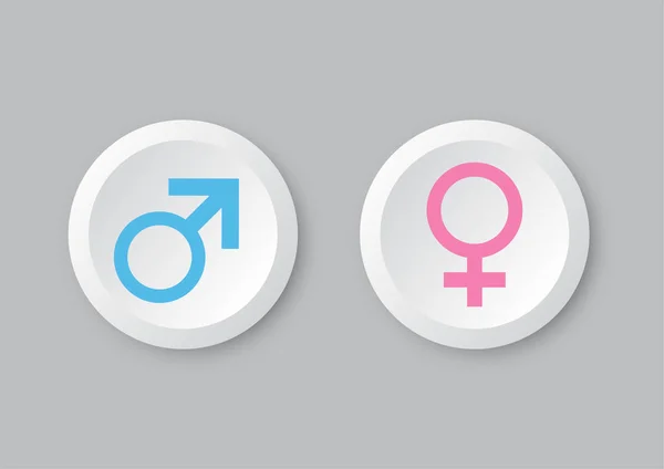Mužských Ženských Symbolů Kruhu Tlačítko Izolovat Bílé Pozadí — Stockový vektor