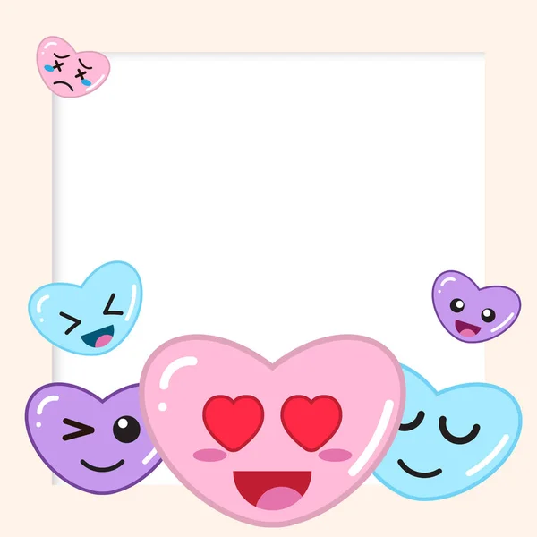 Dessin Animé Valentines Fond Journée Amour Coeur Conception Avec Caractère — Image vectorielle