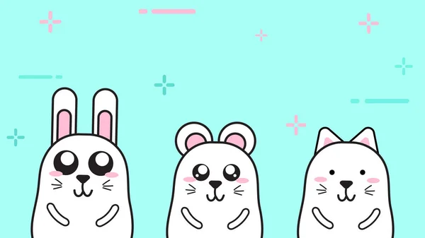 白い漫画の動物キャラクターをベクター デザインでかわいい — ストックベクタ