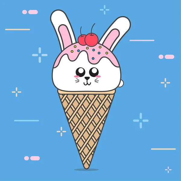 Мультфильм Мороженое Животные Сладкая Пища Характером Милый Векторный Дизайн — стоковый вектор