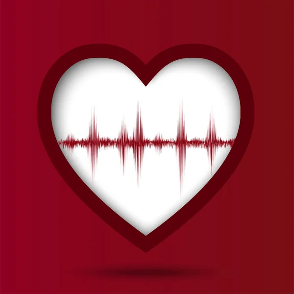 Heart wave and red background — Stock Vector