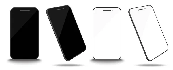 Écran Téléphone Intelligent Noir Blanc Isoler Avec Fond Blanc — Image vectorielle