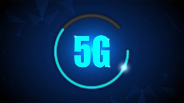 Yüksek teknolojili dijital veri bağlantı sistemi ve bilgisayar elektroniği olan 5G hız devresi arka planı