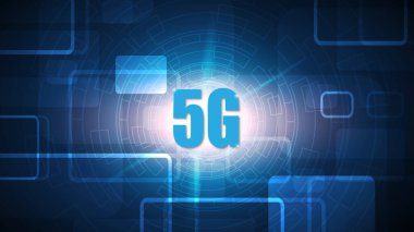 Yüksek teknolojili dijital veri bağlantı sistemi ve bilgisayar elektroniği olan 5G hız devresi arka planı