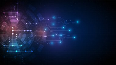 Yüksek teknolojili dijital veri bağlantı sistemi ve bilgisayar elektronik desing ile devre teknolojisi arka planı