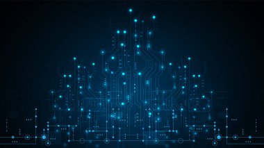 Yüksek teknolojili dijital veri bağlantı sistemi ve bilgisayar elektronik desing ile devre teknolojisi arka planı