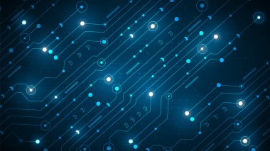 Yüksek teknolojili dijital veri bağlantı sistemi ve bilgisayar elektronik desing ile devre teknolojisi arka planı