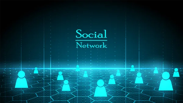 Red Social Conectada Sistema Circuito Tecnología Símbolo Personas — Vector de stock