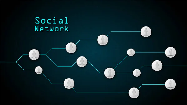 Red Social Conectada Sistema Circuito Tecnología Símbolo Personas — Vector de stock