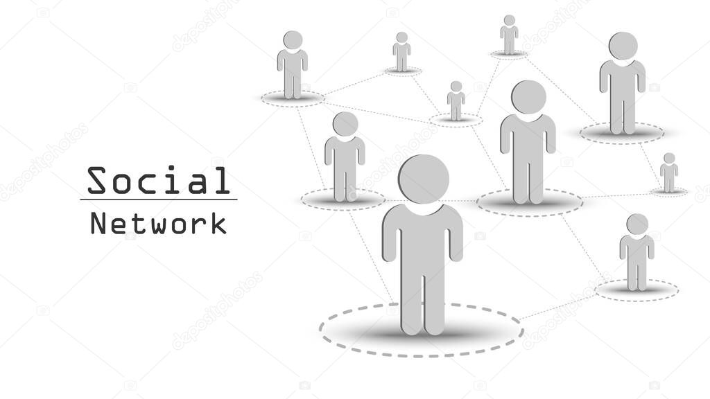 Social network connected technology circuit system and   people symbol 