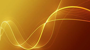 Parlak çizgileri olan soyut bir dijital arkaplan. Bu fütüristik grafik pürüzsüz enerji akışını ve teknolojik hareketi gösteriyor.