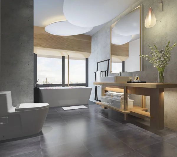3D render lüks modern tasarım banyo ve tuvalet