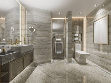 3D render lüks modern tasarım banyo ve tuvalet