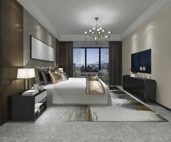 Rendant Luxe Chambre Coucher Moderne Suite Dans Hôtel — Photo