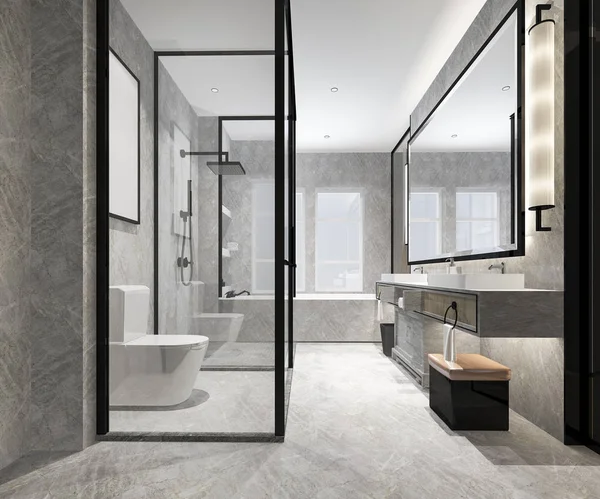 Rendering Luxus Modernes Design Bad Und Toilette — Stockfoto