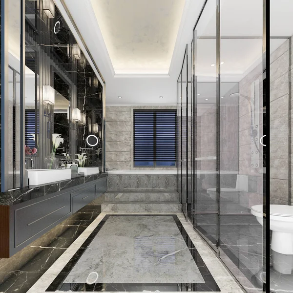 3D render lüks modern tasarım banyo ve tuvalet