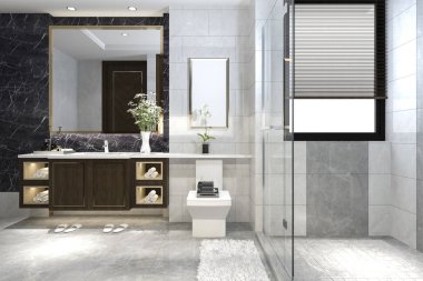 Lüks ile 3D işleme modern banyo dekor çini