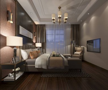 3D güzel Lüks Suit Otel tv ile oluşturma