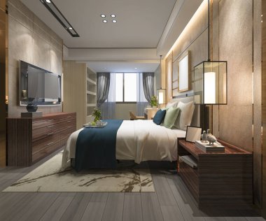 3D güzel Lüks Suit Otel tv ile oluşturma