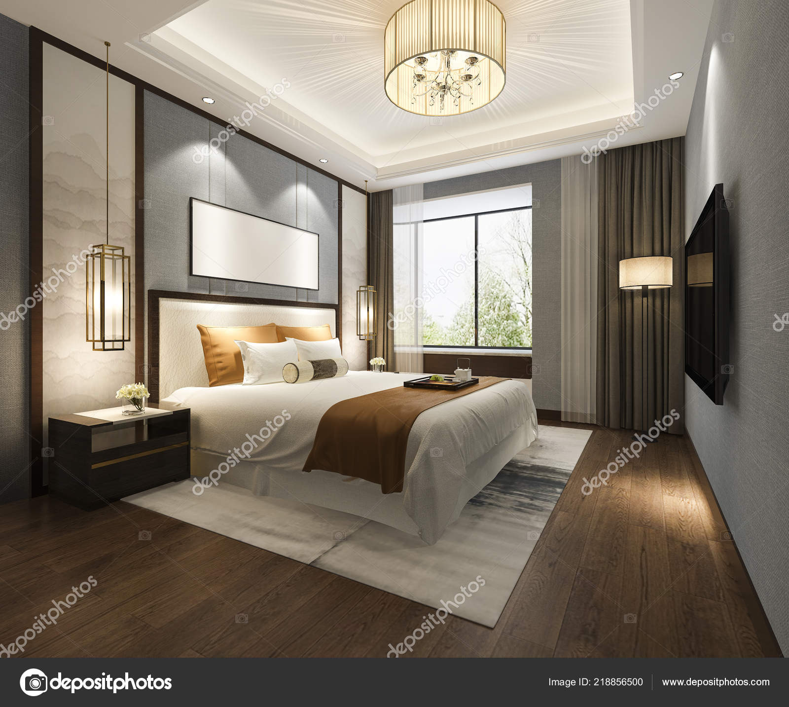 Rendering Beautiful Luxury Bedroom Suite Hotel Stock Photo Image By C Dit