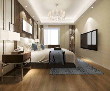 3D güzel Lüks Suit Otel tv ile oluşturma