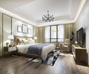 3D güzel Lüks Suit Otel tv ile oluşturma