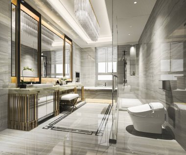 Lüks ile 3D işleme modern banyo dekor çini 