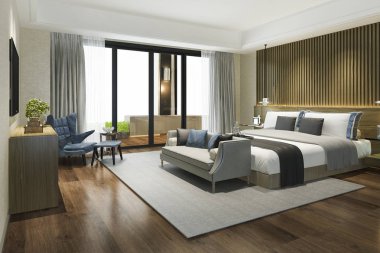 3D güzel Lüks Suit Otel tv ile oluşturma