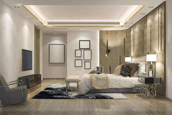 Rendering Bella Suite Lusso Camera Letto Hotel Con — Foto Stock