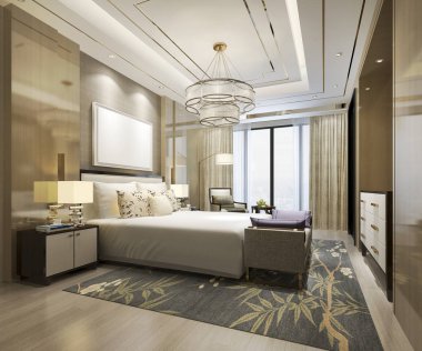 3D güzel Lüks Suit Otel tv ile oluşturma