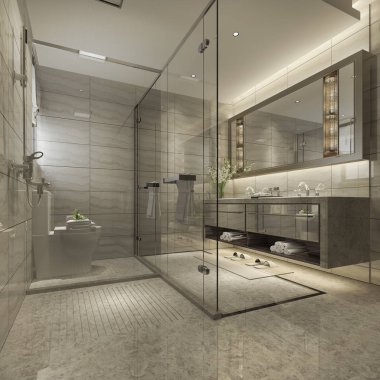Lüks ile 3D işleme modern banyo dekor çini