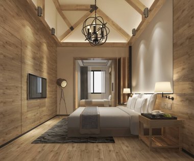 Oteldeki 3D lüks tropikal yatak odası süiti