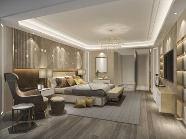 3D güzel Lüks Suit Otel tv ile oluşturma