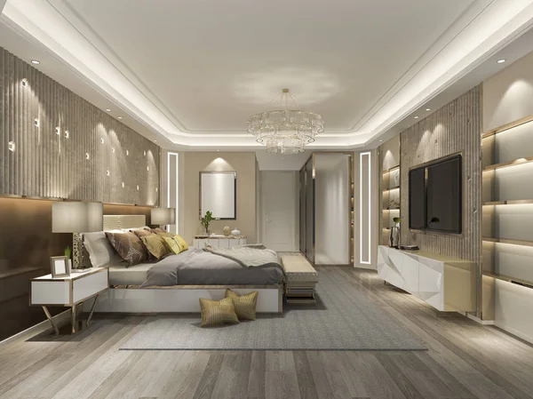 Rendering Bella Suite Lusso Camera Letto Hotel Con — Foto Stock