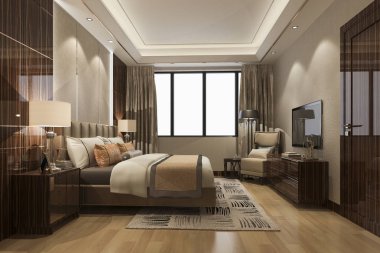 3D güzel Lüks Suit Otel tv ile oluşturma